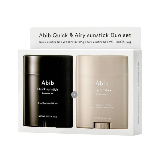 Airy & Quick Sunstick DUO SPF50+ Broad Spectrum Semi-Matte & Quick Glowy Finish, No White Cast, Korean Sunscreen Stick for All Skin Types, 2 Count