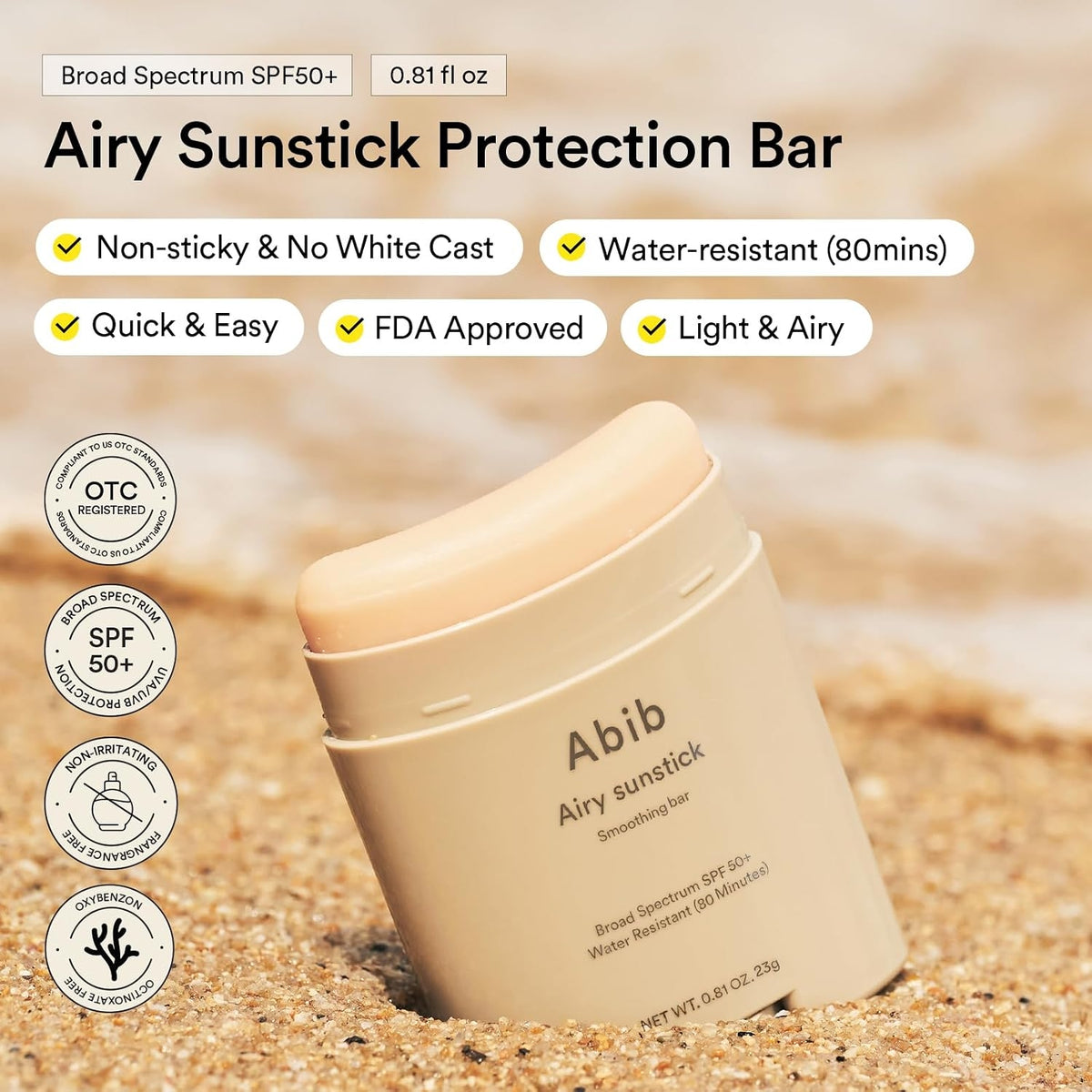 Airy & Quick Sunstick DUO SPF50+ Broad Spectrum Semi-Matte & Quick Glowy Finish, No White Cast, Korean Sunscreen Stick for All Skin Types, 2 Count